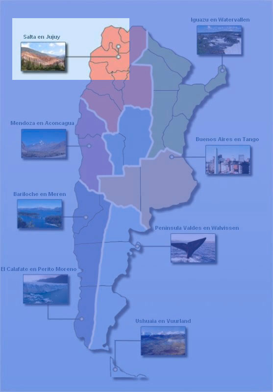 Kaart Argentinië - Salta Kaart Argentinië met lokatieoverzicht van Salta