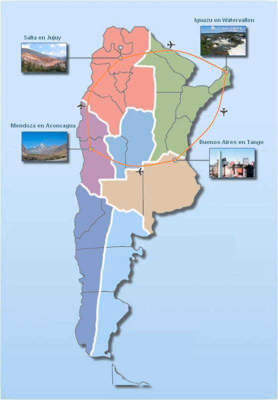 Routekaart Rondreis Noordwest en Noord Argentinië Routekaart Rondreis Noordwest en Noord Argentinië